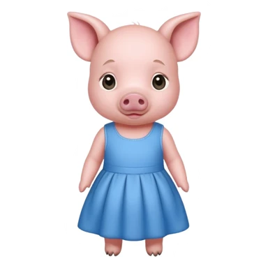 a baby pig wear blue dress sticker