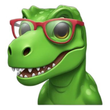 elderly green t rex with glasses sticker