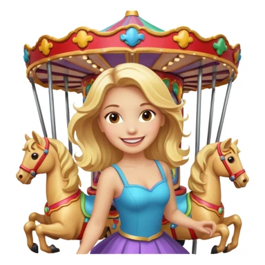 girl spinning inside of a carousel sticker