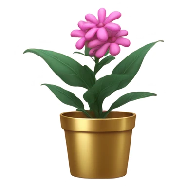 Pink plant in gold pot sticker