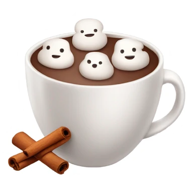 cup of hot chocolate with marshmallows and cinnamon sticker
