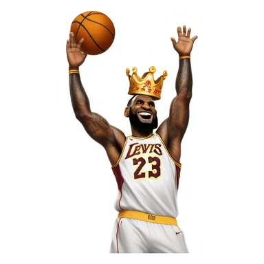 Lebron James wearing a crown dunking sticker