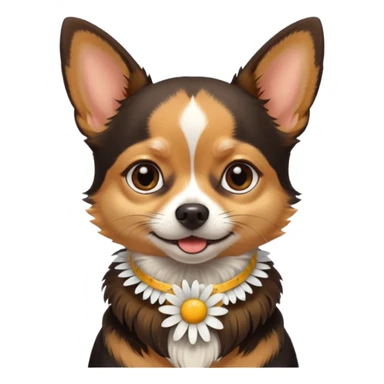 Chihuahua noir marron et feu  daisy sticker