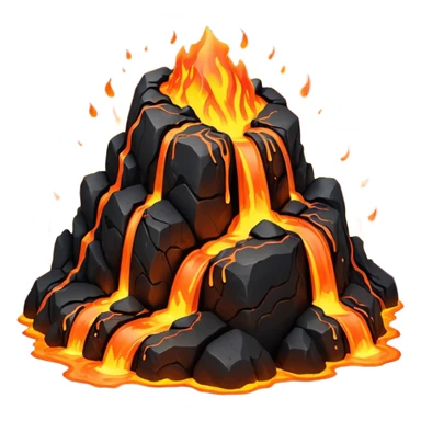 A lava flow spilling slowly over blackened rocks. sticker