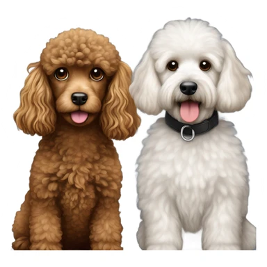 little black and white toy poodle and brown golden doodle sticker