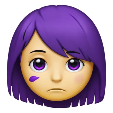 Normal emoji head, but with emo hair and black and purple paint around the eyes like an emo. And it’s looking sad sticker