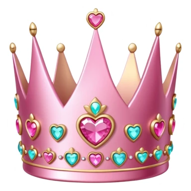  pink  A shiny pink crown with heart-shaped gemstones, elegant and cute design, metallic or glittery texture, soft reflections, isolated on transparent background, kawaii or realistic style" sticker