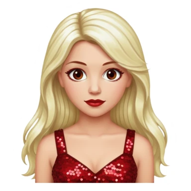 Tiffany Valentine with long platinum blonde hair, dark red sequin outfit sticker