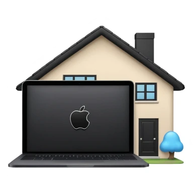 blob holding black macbook infront of home which is used in slack sticker