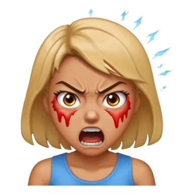 very angry and mad enraged fuming foaming at the mouth emoji really mad and sweating lots of detail girl  sticker
