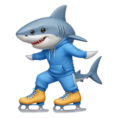 A shark wearing a hoodie ￼in skates ￼ sticker