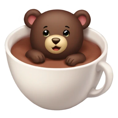 Baby bear inside of a cup of hot cocoa. Burgundy colored cup. The bear fits perfectly￼ in the cup. sticker