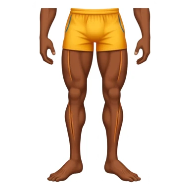 Emoji-style illustration of a single muscular and defined human leg, showing visible muscle lines and a strong, shredded look. Isolated from the body. Smooth, clean vector emoji style, bright flat colors, bold outlines, minimal shading, rounded shapes, high-resolution emoji aesthetic. sticker