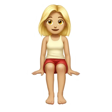 girl looking at her feet blonde hair red toes sticker