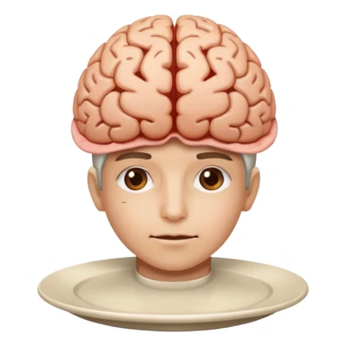 Brain on a plate next to head  sticker