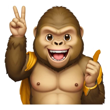 Gorilla that's holding the peace sign and laughing really hard just a normal gorilla sticker