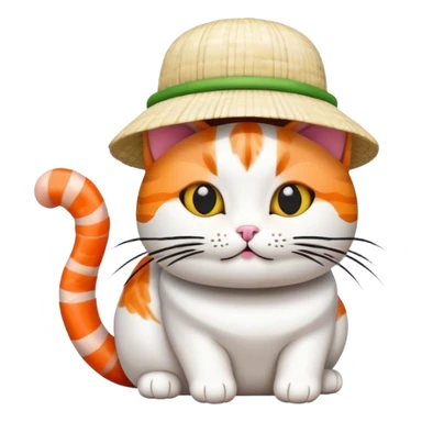 cat wearing a hat made of sushi sticker