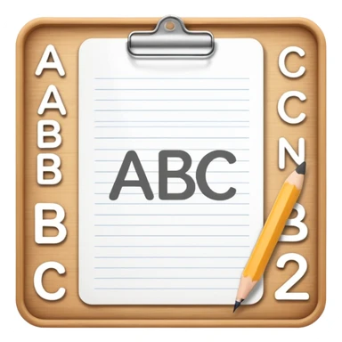 exam paper with the word “ABC” and a pencil sticker