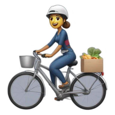 meal delivery woman on bicycle sticker