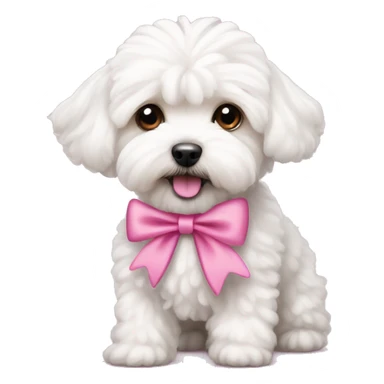 white maltipoo with two pink bows  sticker