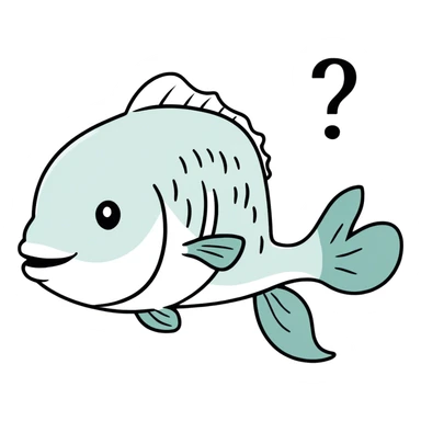 Cod next to a question mark sticker