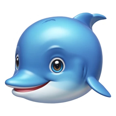 extremely cute aesthetic dolphin with huge shiny round eyes, soft blue tones, extra friendly smile, maximally charming, kawaii-inspired, apple emoji style sticker