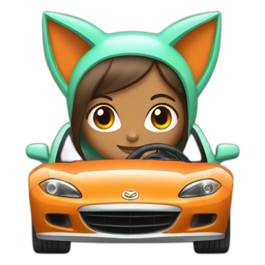 girl with fox ears driving a mint mazda sticker