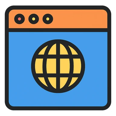 a browser icon, lineal color with black outlines, vibrant and modern sticker