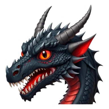 A terrifying black dragon with red brillants eyes, great black horns. sticker
