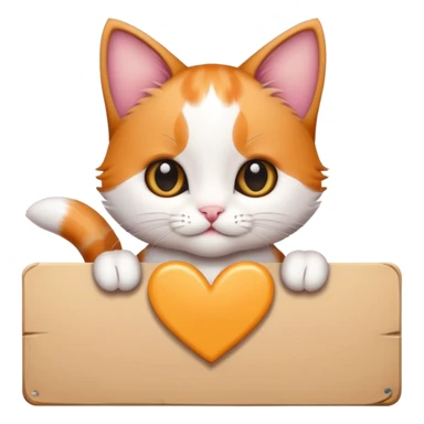 Cute cuddly calico kitten holding a large sign sticker
