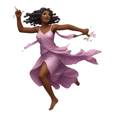 Beltane cherry blossom Pagan goddess sprinting, with a large stride and arms outstretched sticker