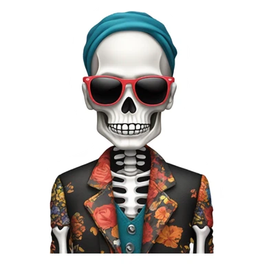 a very fashionable skeleton sticker