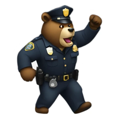 Bear cop arresting a criminal sticker