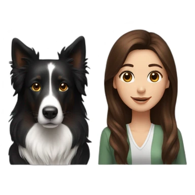 black border collie and woman with long brown hair sticker