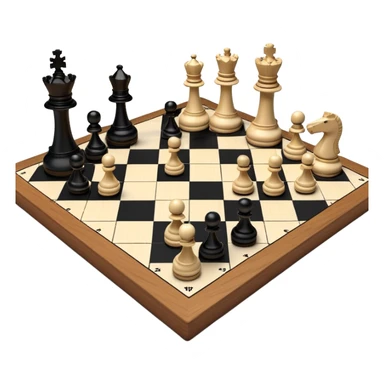A chessboard with a few strategically placed pieces, including a king, queen, and pawns. The scene highlights the classic black and white squares of the board, emphasizing strategy and thoughtfulness in the game of chess. sticker