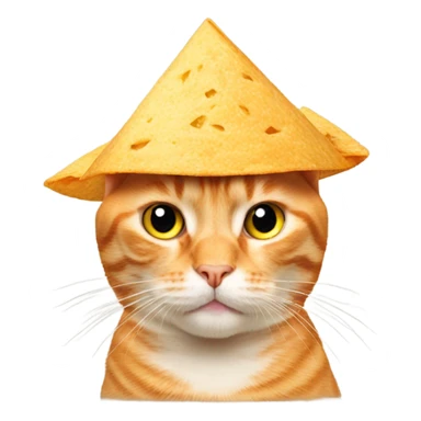 Orange cat wearing a tortilla chip sticker