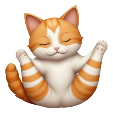 ginger and white small cat in funny positions upside down with eyes closed sticker