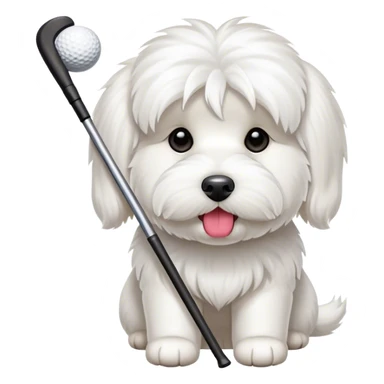 coton de tulear with golf club in mouth sticker