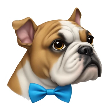 Cute bulldog wearing a blue bow tie  sticker