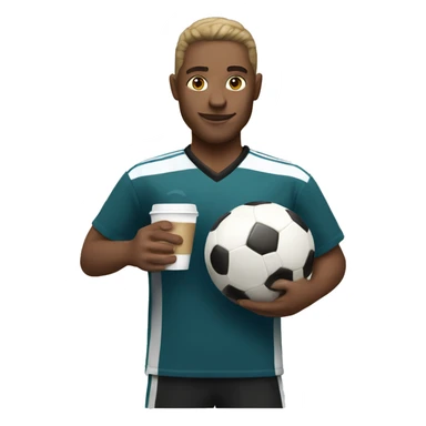 Make a soccer player with a coffee cup  sticker