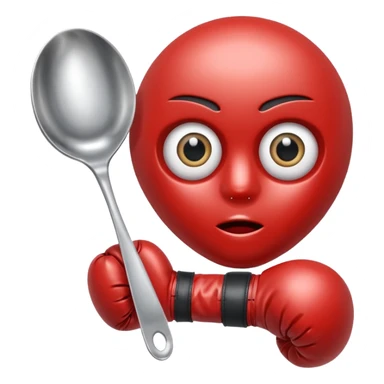 a spoon with the handle, with eyes and boxe gloves sticker