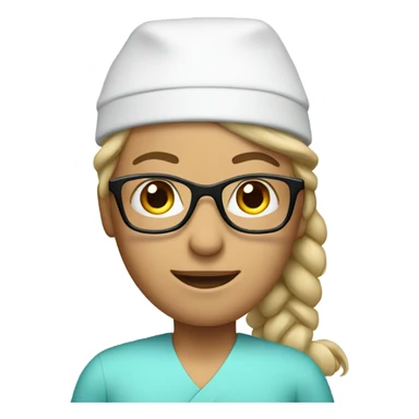 Nurse wearing a Santa hat and glasses sticker