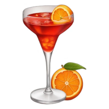A Negroni Cocktail, red glass with orange sticker