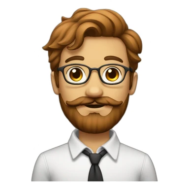 Un adolescent avec une légère barbe marron et une légère moustache, avec les cheveux court et qui tombe en avant sticker