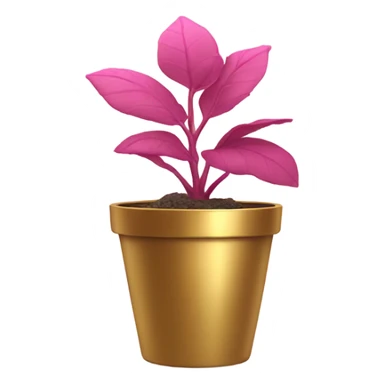 Pink plant in gold pot sticker
