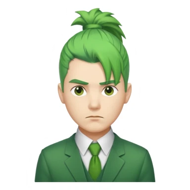 Man with Green Ponytail – green tied hair, calm serious face. sticker