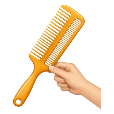hand holding a comb with tidy hair, clean and friendly sticker
