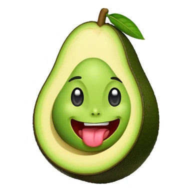 A smiling avocago with its tongue out to the side sticker