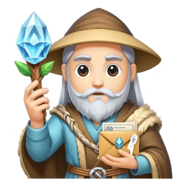 crystal druid character holding rune envelope sticker