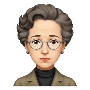 portrait of Hannah Arendt, no glasses, thoughtful expression, neutral background sticker